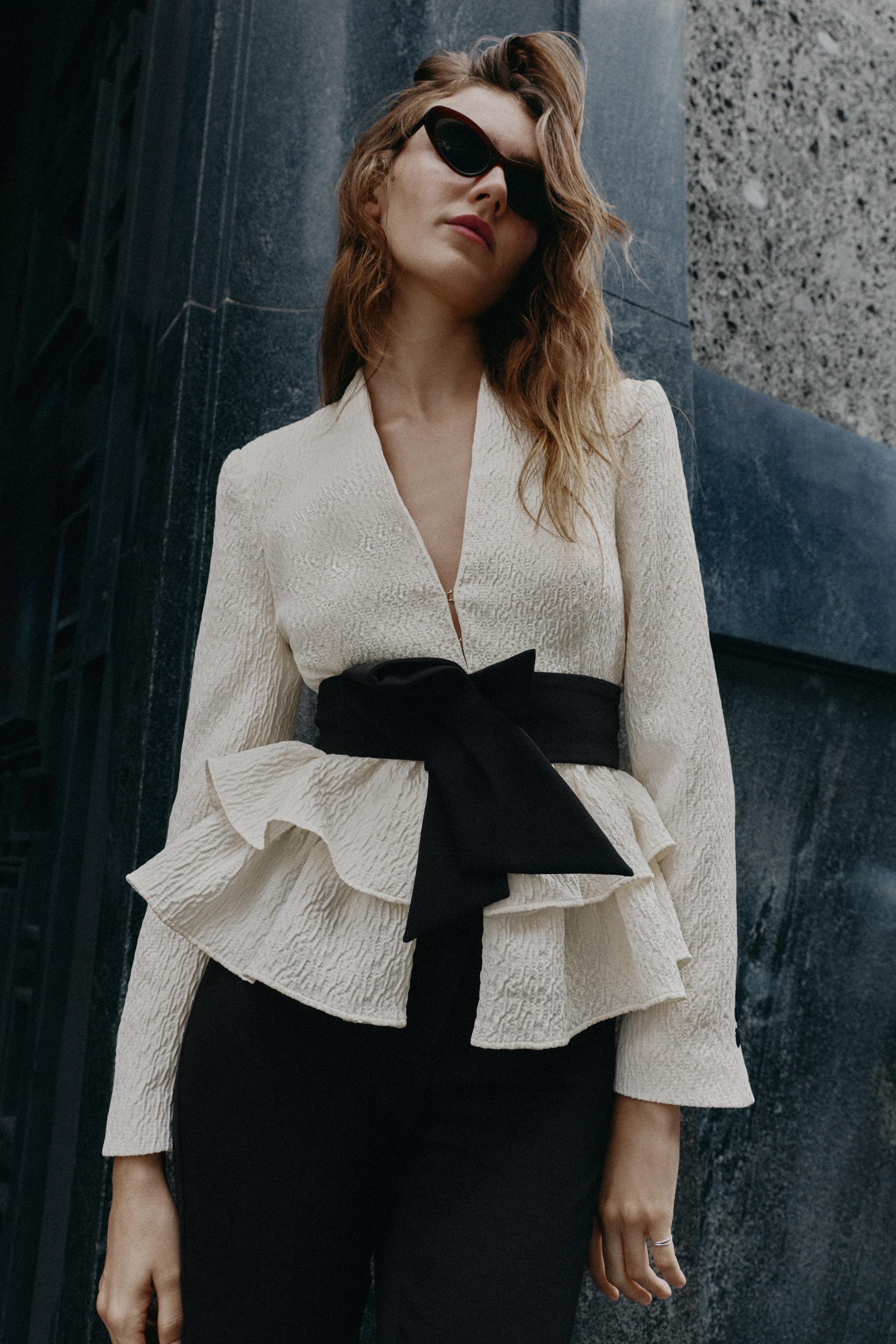 BELTED PEPLUM BLAZER