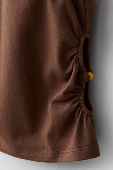 EMBROIDERED CUT-OUT T-SHIRT - Brown by Zara - Image 3