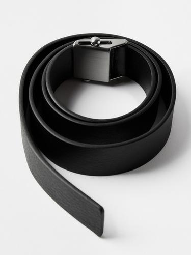 Zara Nappa leather belt with buckle loop - LIMITED - Black