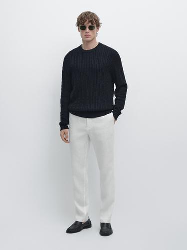 Zara Tapered fit linen trousers - White - Image 0