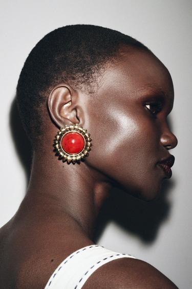 BOUCLES D'OREILLES SOLEIL PIERRE - Doré de Zara - Image 1