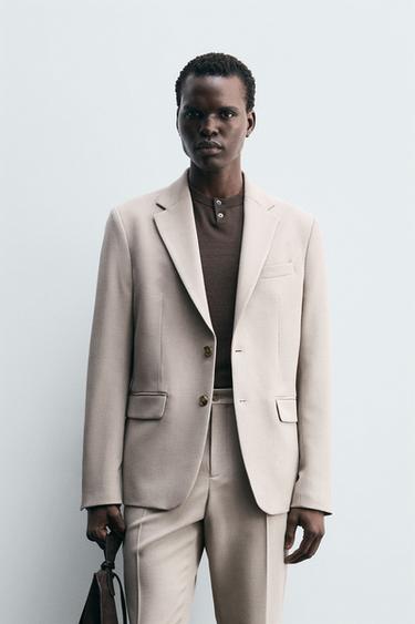 КОСТЮМНЫЙ БЛЕЙЗЕР SLIM FIT — ПЕСОЧНЫЙ С МЕЛАНЖЕВЫМ ЭФФЕКТОМ от Zara