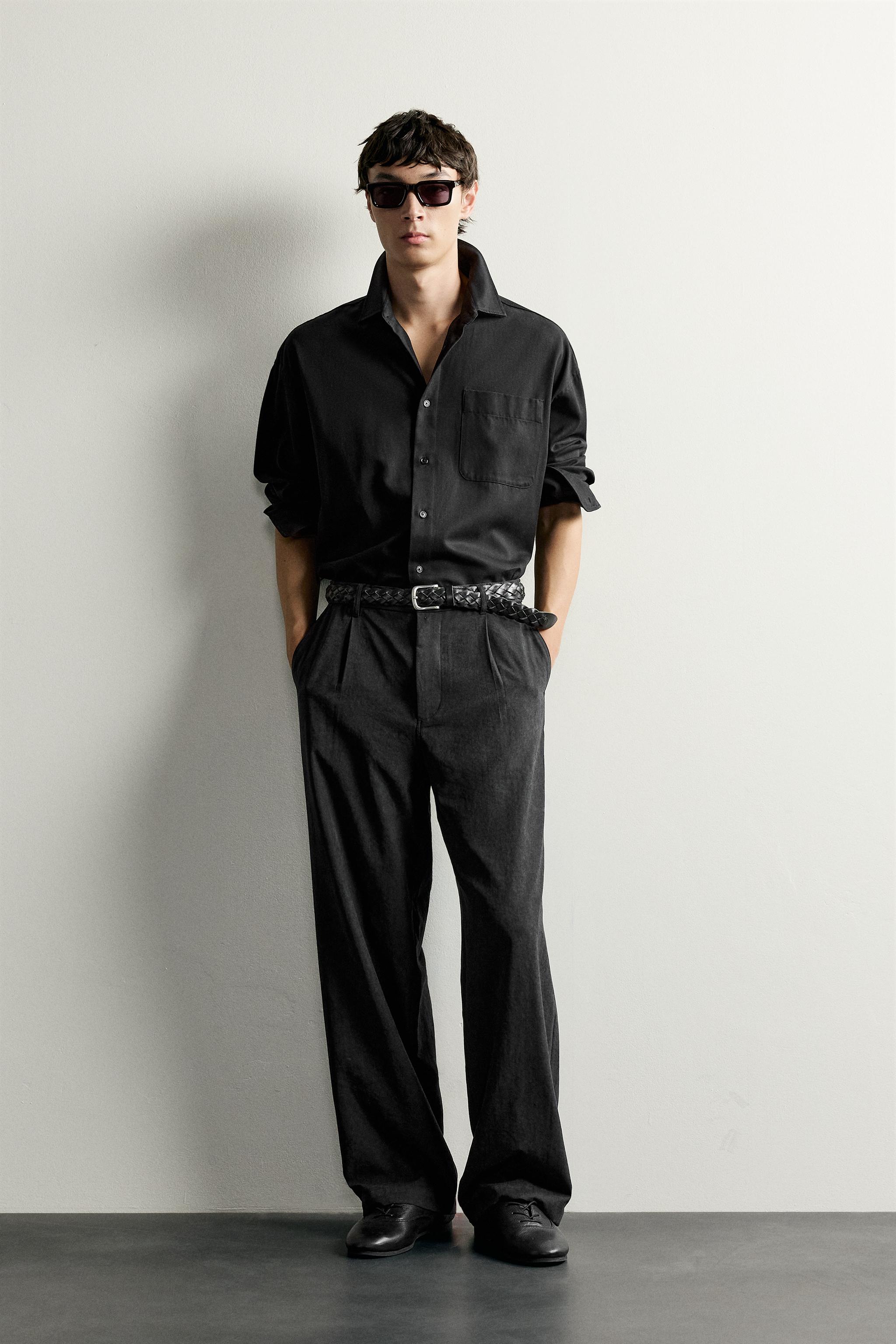 プリーツパンツ ブラック カジュアル リラックスフィットプリーツパンツ - ブラック | ZARA Japan / 日本