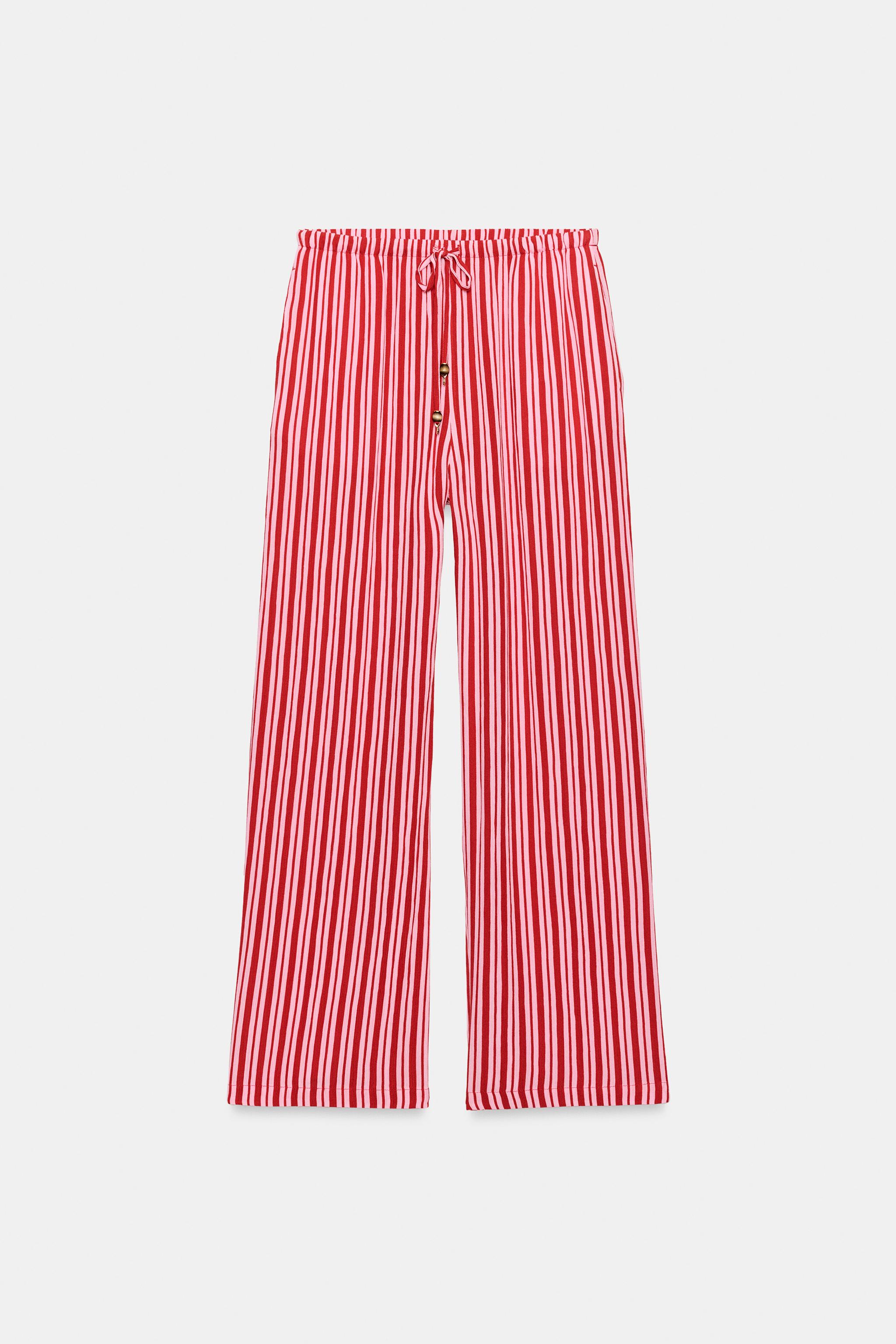Zara Çizgili Geniş Paça Pantolon görsel 7