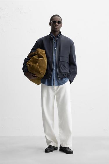 Zara REGULAR FIT COTTON BLEND JACKET - Blue - Image 0