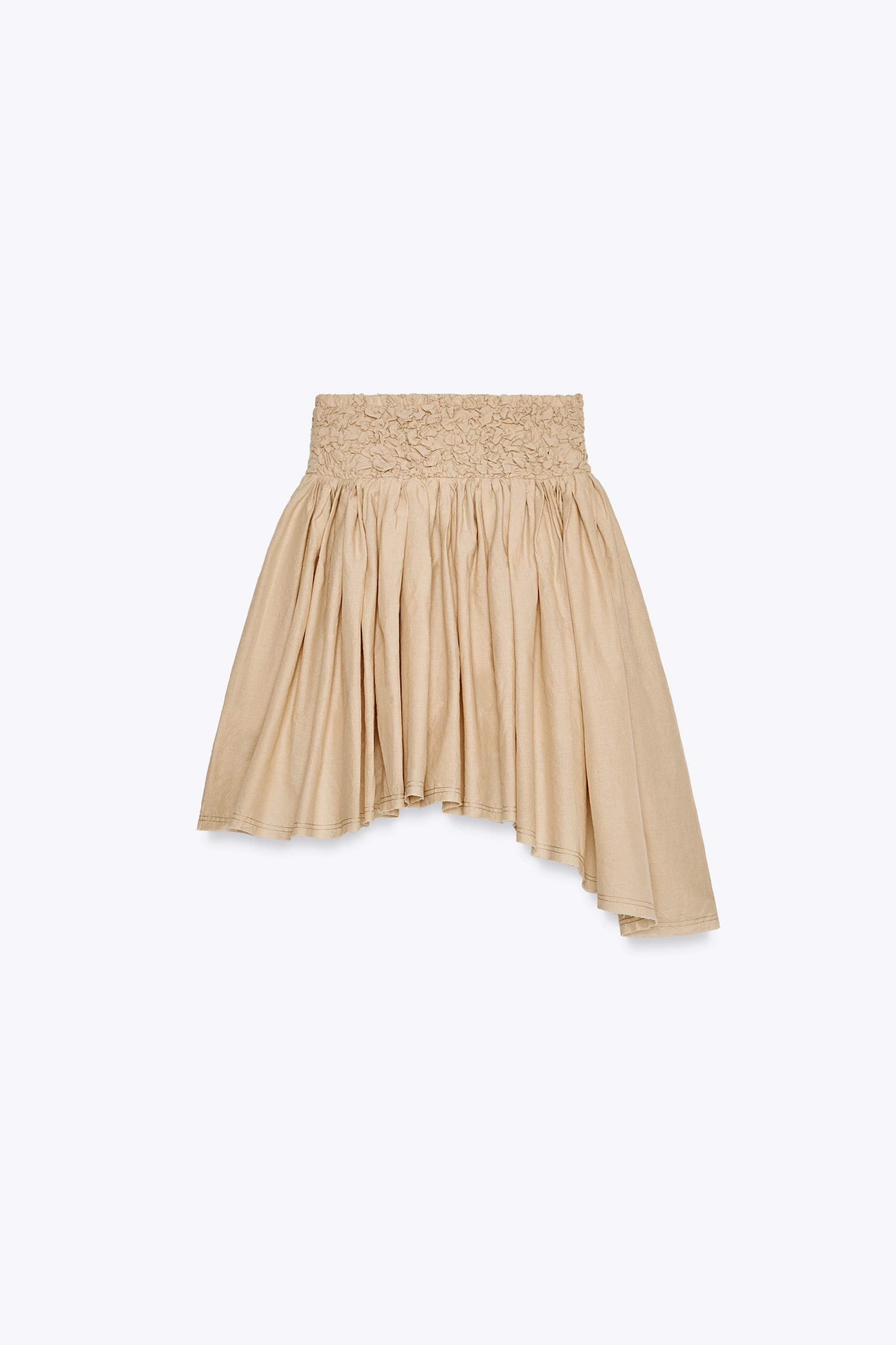 ASYMMETRIC ELASTIC SKIRT X FANGLU LIN - Light beige | ZARA