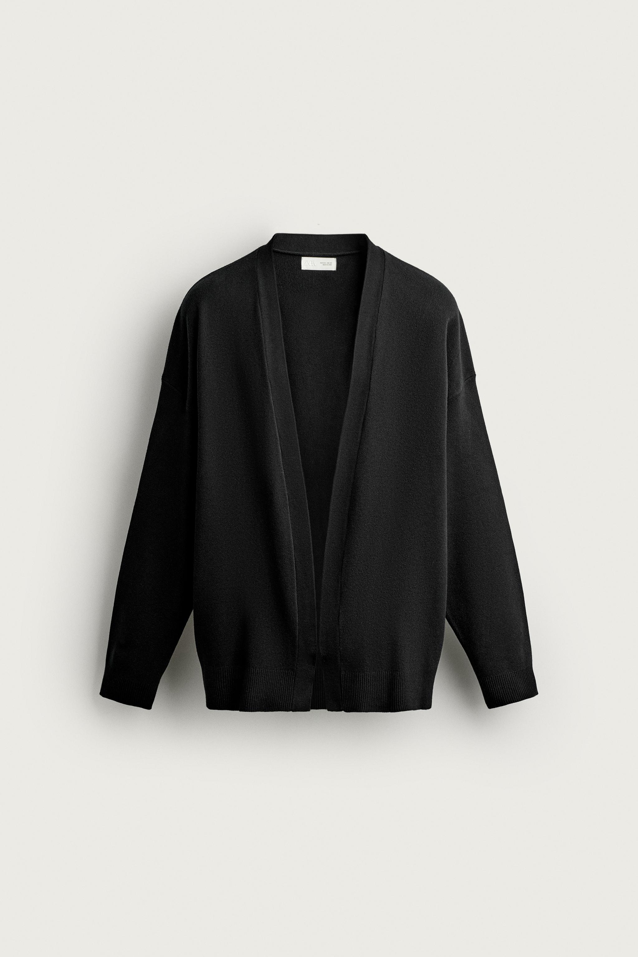 ZARA ラステックカーディガン リラックスフィット オープンカーディガン - ブラック | ZARA Japan / 日本