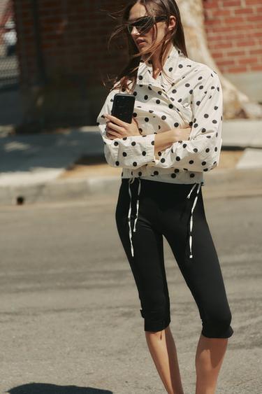 Zara POLKA DOT JACKET - vanilla-black