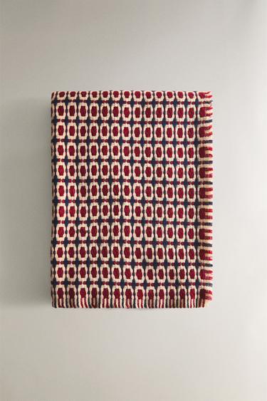 MANTA CROCHÉ NATAL - Vermelho da Zara