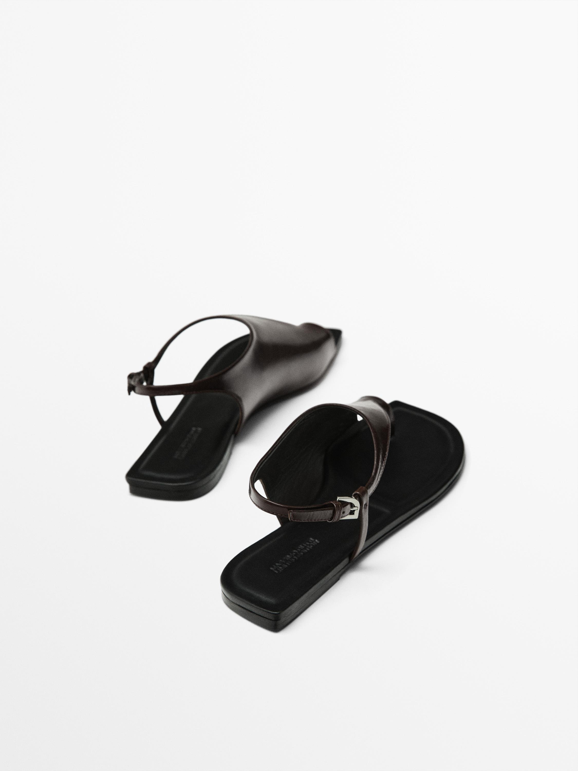 Asymmetric flat sandals - Limited Edition - Brown | ZARA United States