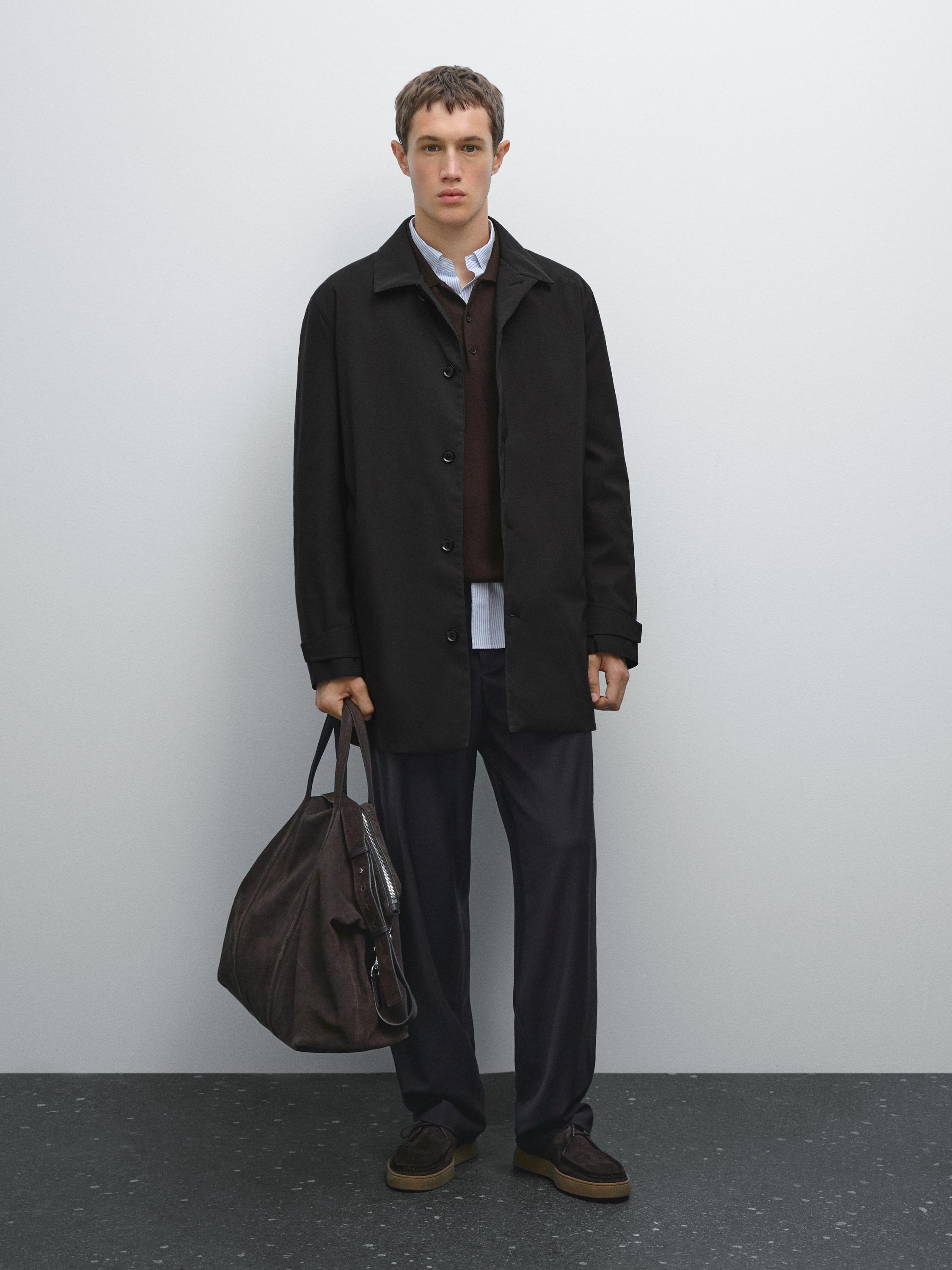 Water-repellent fabric trench coat