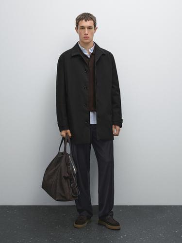 Zara Water-repellent fabric trench coat - Navy blue - Image 0
