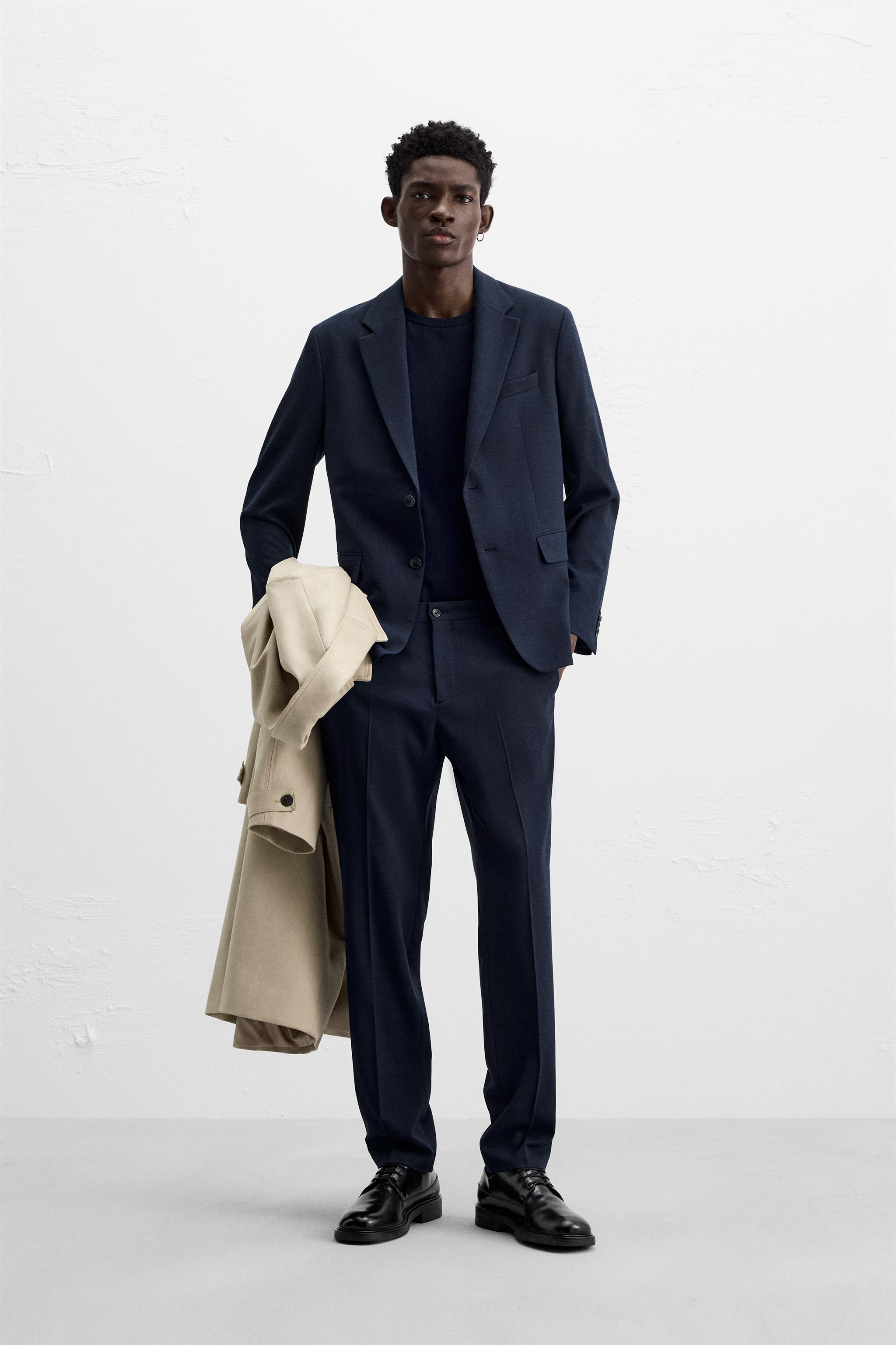 TEXTURED SUIT JACKET Blue ZARA Canada