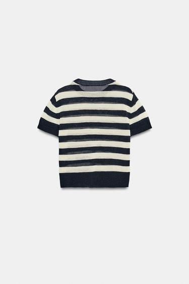 TOP EN MAILLE À MANCHES COURTES - rayures de Zara - Image 7