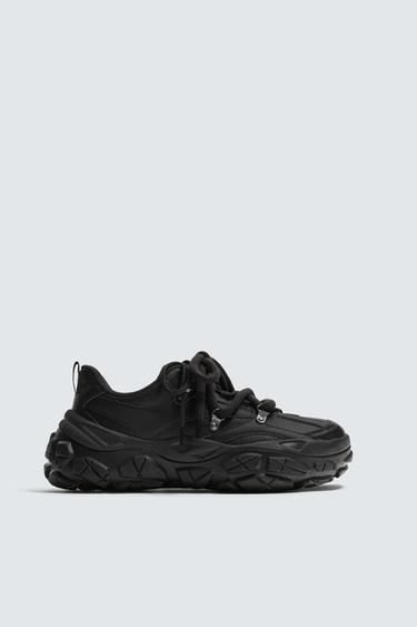 Zara CHUNKY SOLE SNEAKERS - Black