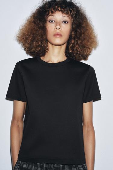 MERCERISED COTTON T-SHIRT - Black by Zara