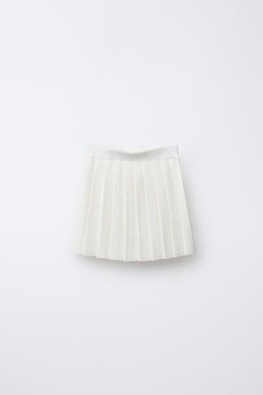 KNIT BOX PLEAT SKIRT - Beige by Zara