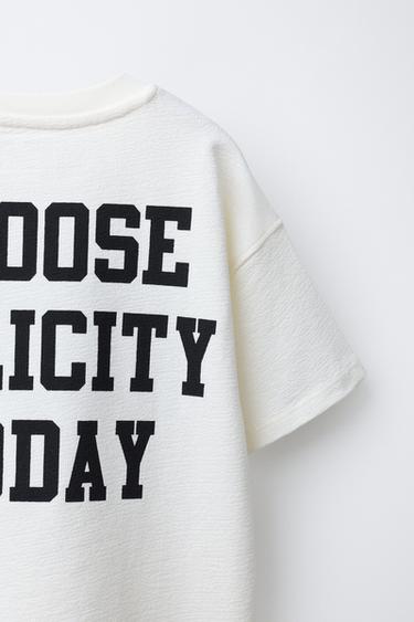NUMBER AND SLOGAN PRINT T-SHIRT - Ecru by Zara - Image 3