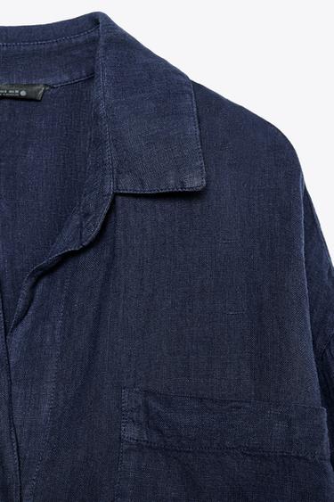 OVERSIZE-HEMD AUS 100 % LEINEN, ZW COLLECTION - Tintenblau von Zara