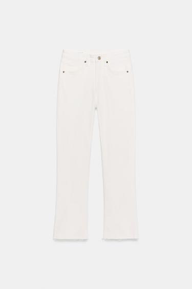 TRF CROPPED FLARE HIGH-WAIST JEANS - Oyster-white by Zara