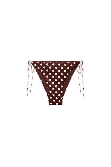 BRAGUITA BIKINI ESTAMPADO LUNARES - Marrón de Zara