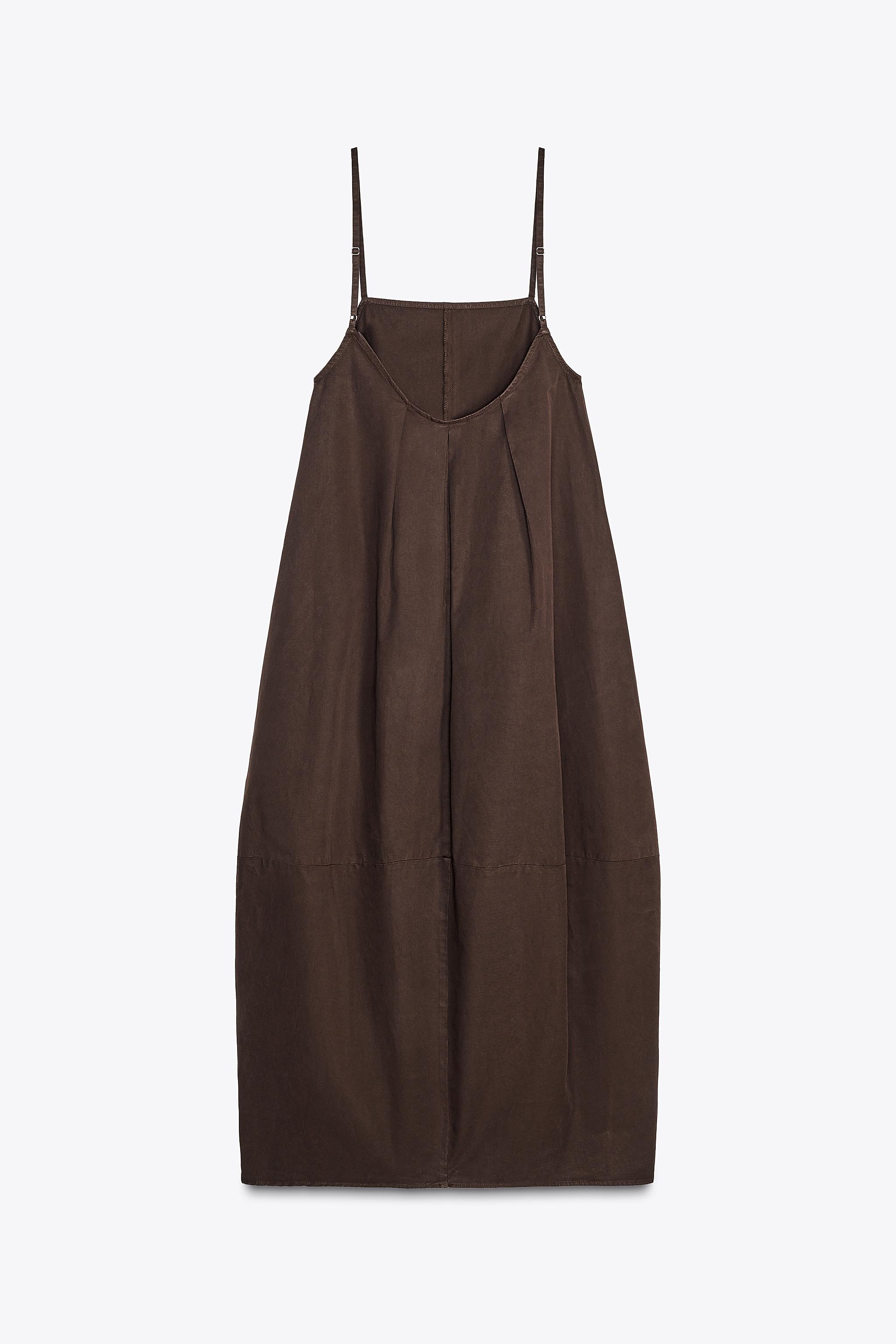 【ZARA】ボリュームプリーツワンピース 6929/180/704 PLEATED VOLUME DRESS - taupe brown | ZARA United States