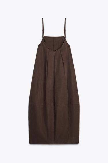 ROBE VOLUME PLIS - Marron clair de Zara - Image 6