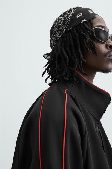 Zara RETRO SOCCER JACKET - Black