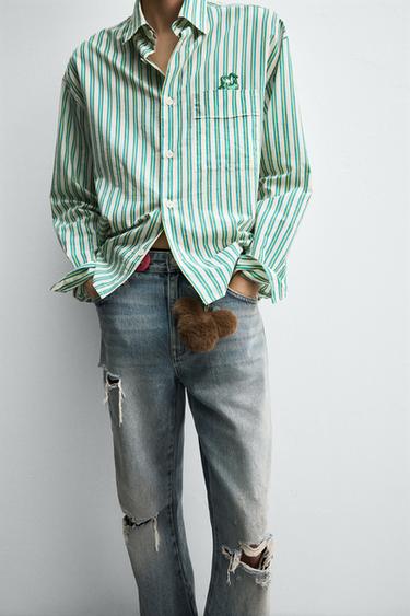 PLUTO PATCH STRIPED SHIRT HARRY LAMBERT FOR ZARA X DISNEY - White / Green by Zara - Image 4