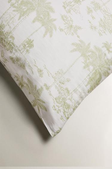 TOILE DE JOUY PALM TREE SATEEN PILLOWCASE - Green by Zara - Image 4