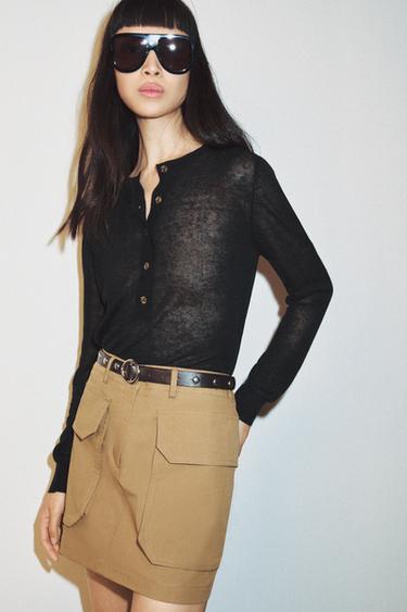 BELTED CARGO MINI SKIRT - Mid-camel by Zara
