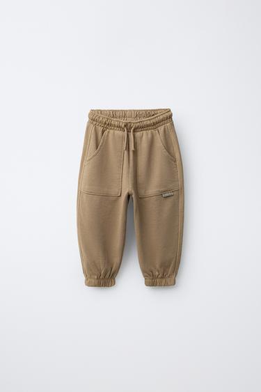 GARMENT DYE JOGGERS WITH LABEL - camel by Zara