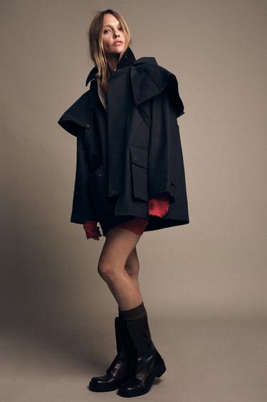 HOODED CONTRAST LAPEL TRENCH COAT ZW COLLECTION - Blue by Zara - Image 1