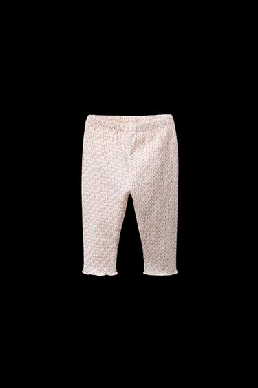 Zara FLORAL PRINT LEGGINGS - Light ecru