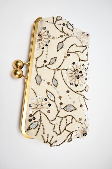APPLIQUÉ CLUTCH BAG - Ecru by Zara