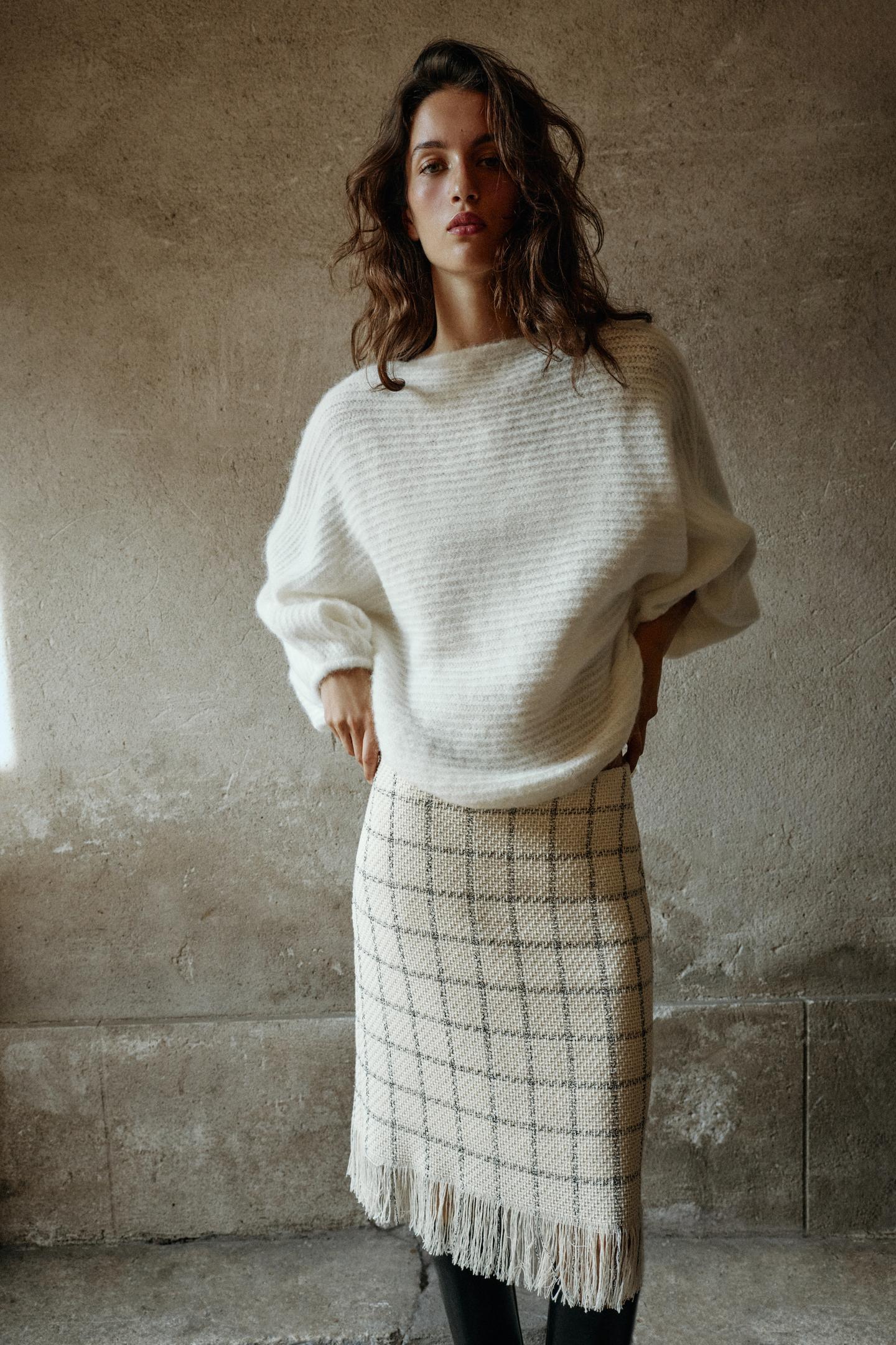 Женский свитер Zara Volume Sleeve, цвет: Экрю — фото 2