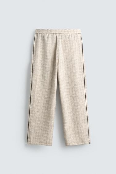 PANTALON DE JOGGING STRUCTURÉ À BANDE CONTRASTANTE - Écru de Zara - Image 7