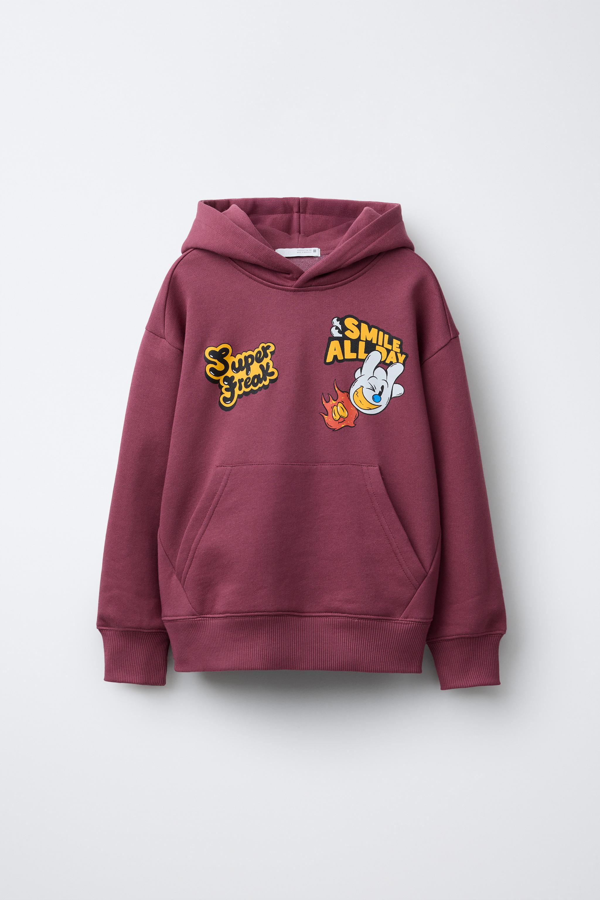 hage♡ SUPERFREAK © HOODIE - Burgundy | ZARA United States
