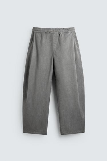 PANTALÓN BALLOON FIT PLIEGUES - Gris medio de Zara