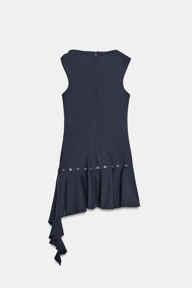 ASYMMETRIC SHORT DRESS WITH STUDS - Navy blue by Zara - Image 6