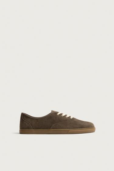 BAREFOOT LEATHER TRAINERS - Brown by Zara