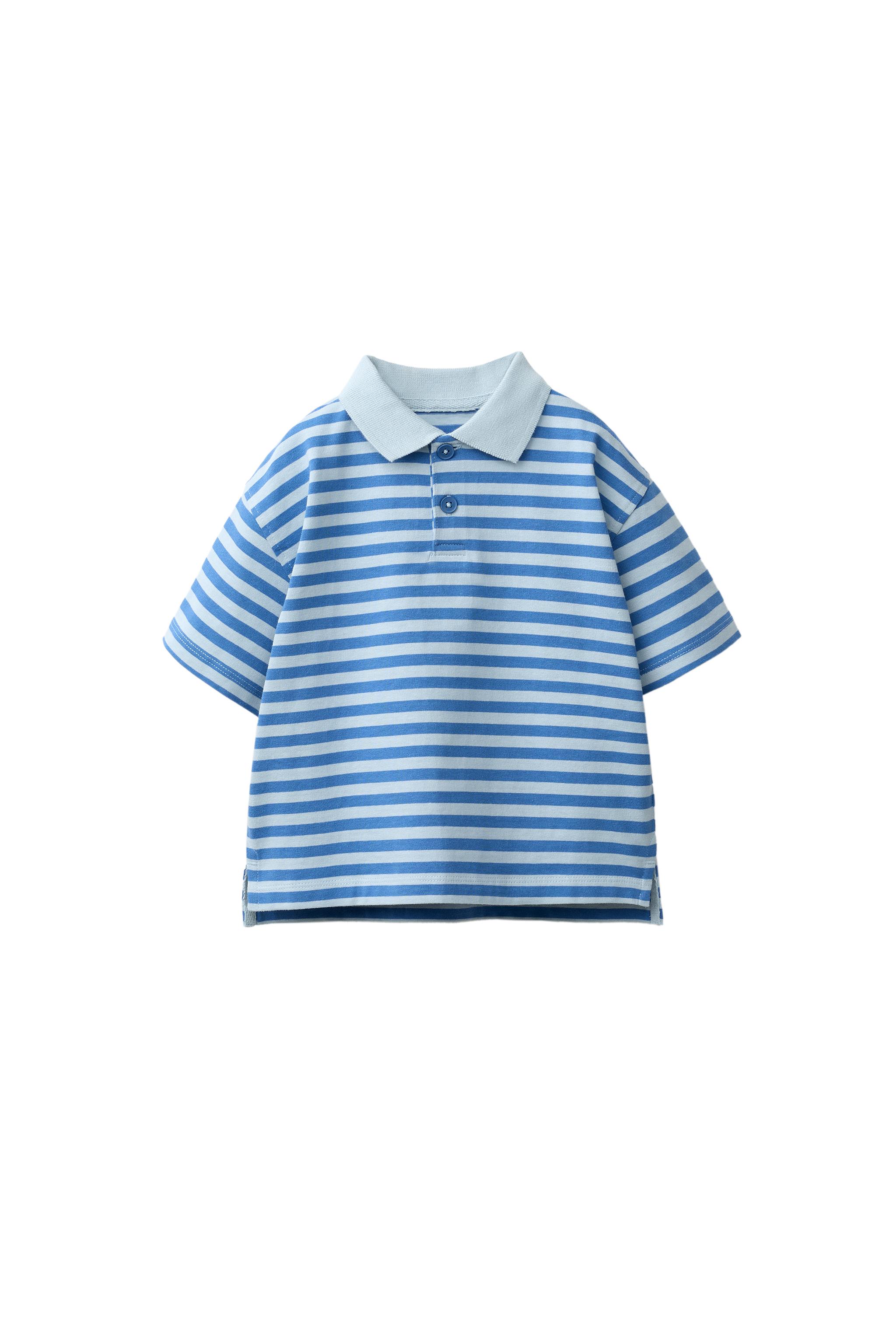 STRIPED POLO SHIRT — Blue