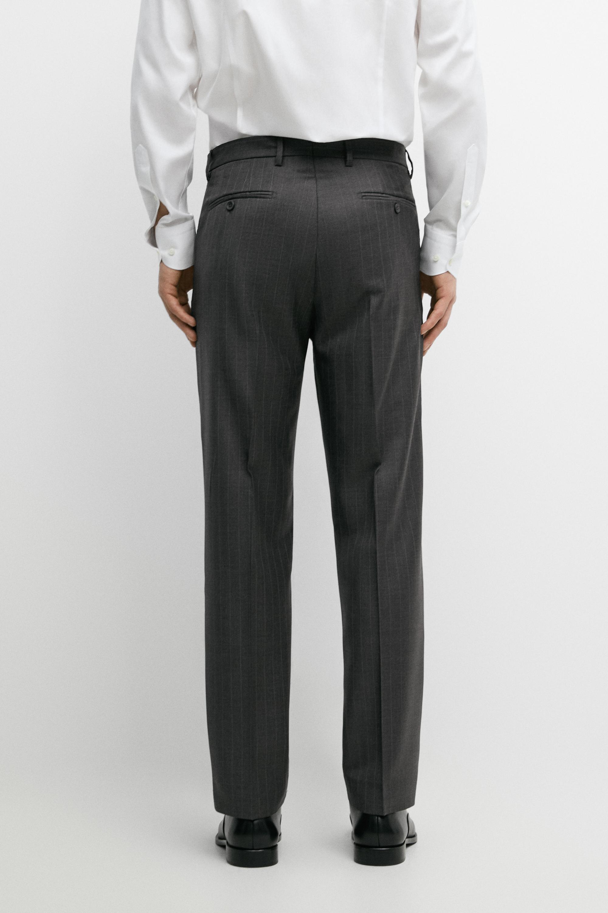 100% wool striped suit trousers