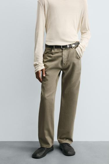 STRAIGHT FIT JEANS - Khaki by Zara