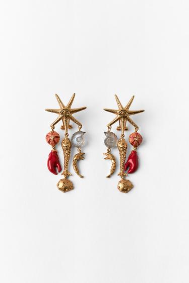 Zara STARFISH CHARM EARRINGS - Golden