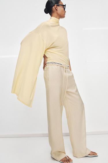 ZW COLLECTION JACQUARD PYJAMA-STYLE TROUSERS - Ecru by Zara - Image 1