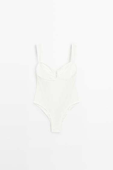 Zara Swimsuit with gathered detail - Oyster-white - Image 0