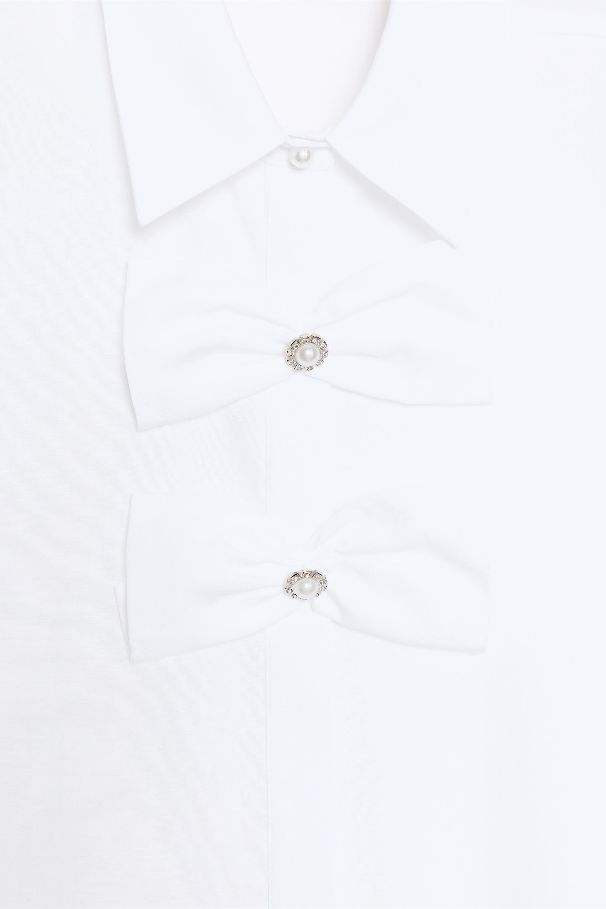 POPLIN SHIRT WITH TIES AND PEARLS