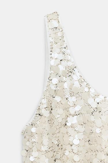 TOP À BRETELLES PAILLETTES - Beige clair de Zara - Image 6