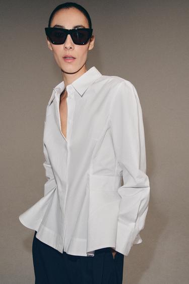 ZW COLLECTION POPLIN PEPLUM SHIRT - White by Zara